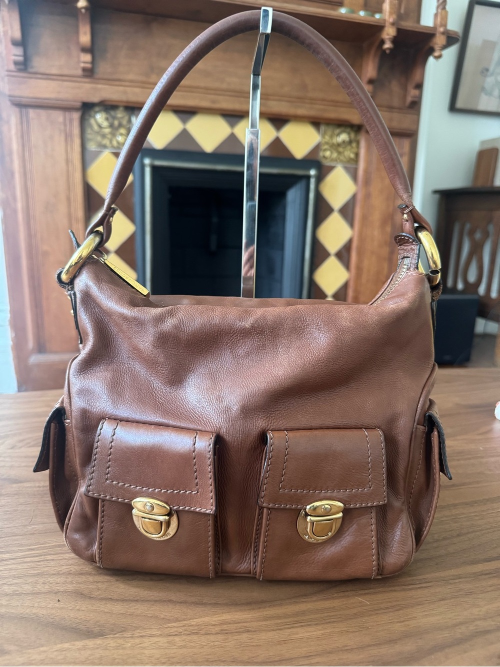 Marc Jacobs Blake Multi Pocket Hobo Shoulder Bag Y2K Brown
